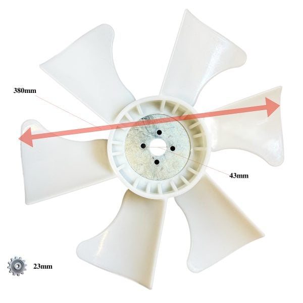 Ventola | Ventola di raffreddamento Kubota D1105 | V1305 | V1505 | 380 mm | 6 pale