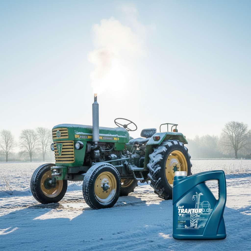 Mini tractor en invierno con problemas de arranque y solución aceite de motor 15W40