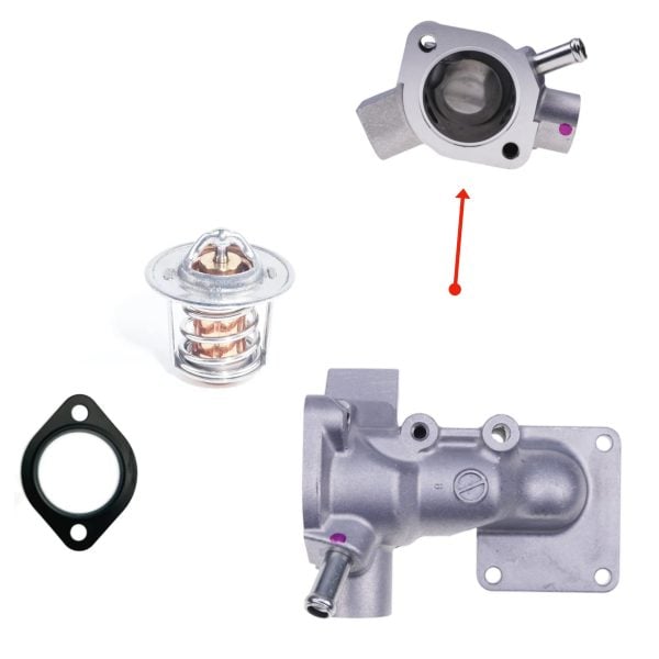 Thermostaathuis + thermostaat Kubota D905 - V1505 – OEM: 16613-72700, 16613-72702, 1661372700
