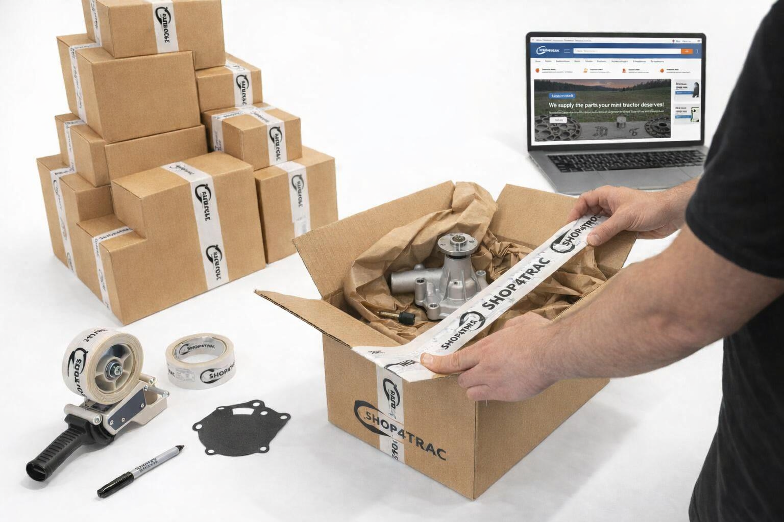 Inpakproces en dozenstapel Shop4trac