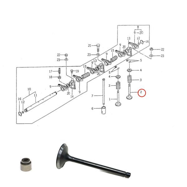 Auslassventil Iseki Motor E3CD | E3CE | E3CF | Iseki TK | TH | TG | SF | TF