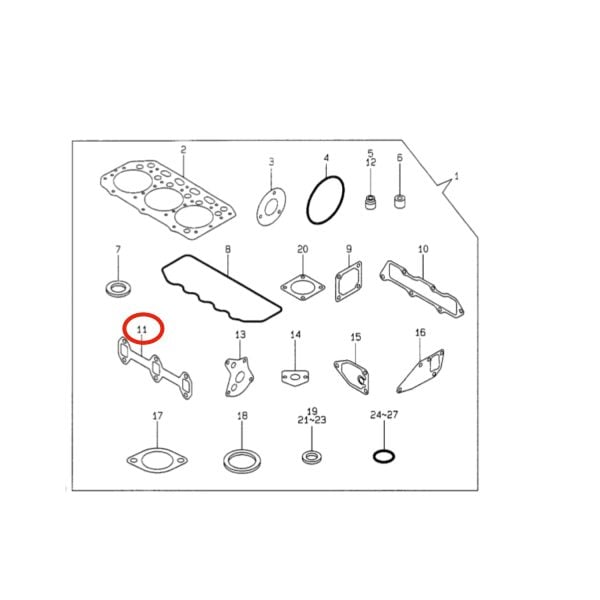 Exhaust manifold gasket Yanmar 3TNE82 | 3TNE78 | John Deere | Komatsu | New Holland