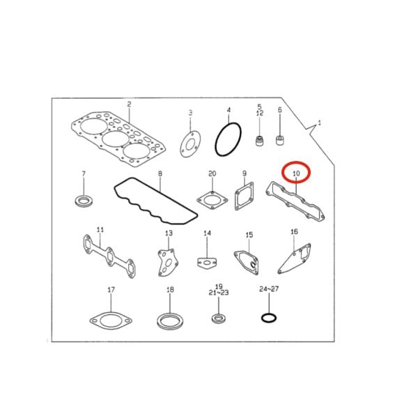 Intake manifold gasket Yanmar 3TNE82 | 3TNE78 | John Deere | Komatsu | New Holland