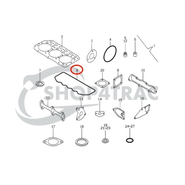 Valve cover gasket Yanmar 3TNE82 | 3TNE78 | John Deere | Komatsu | New Holland