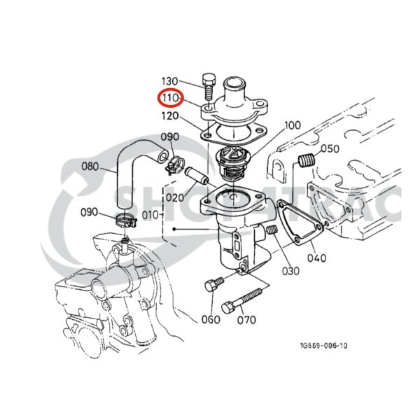 Alloggiamento del termostato Kubota B7410D | BX1500D