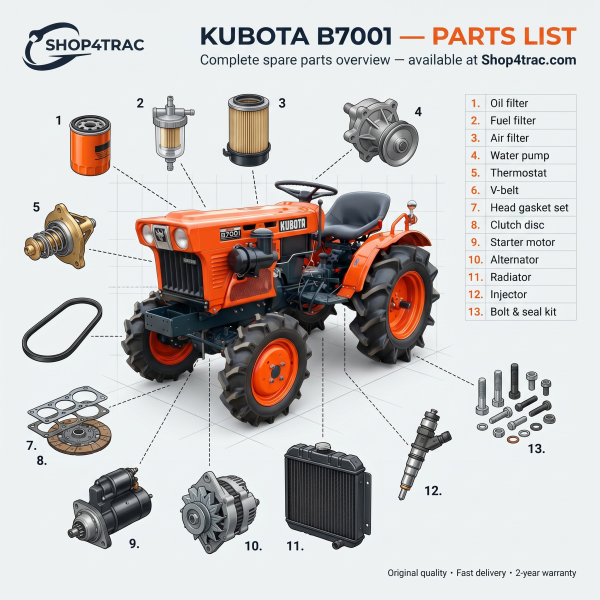 Kubota Ersatzteilliste B7001E | B7001DT
