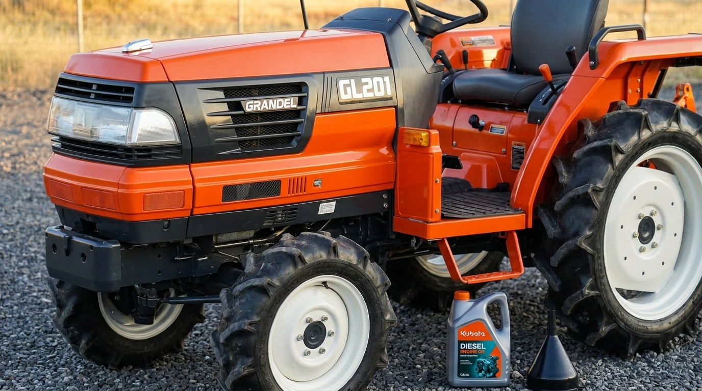 Kubota GL201 motorolie verversen – vloeistoffen