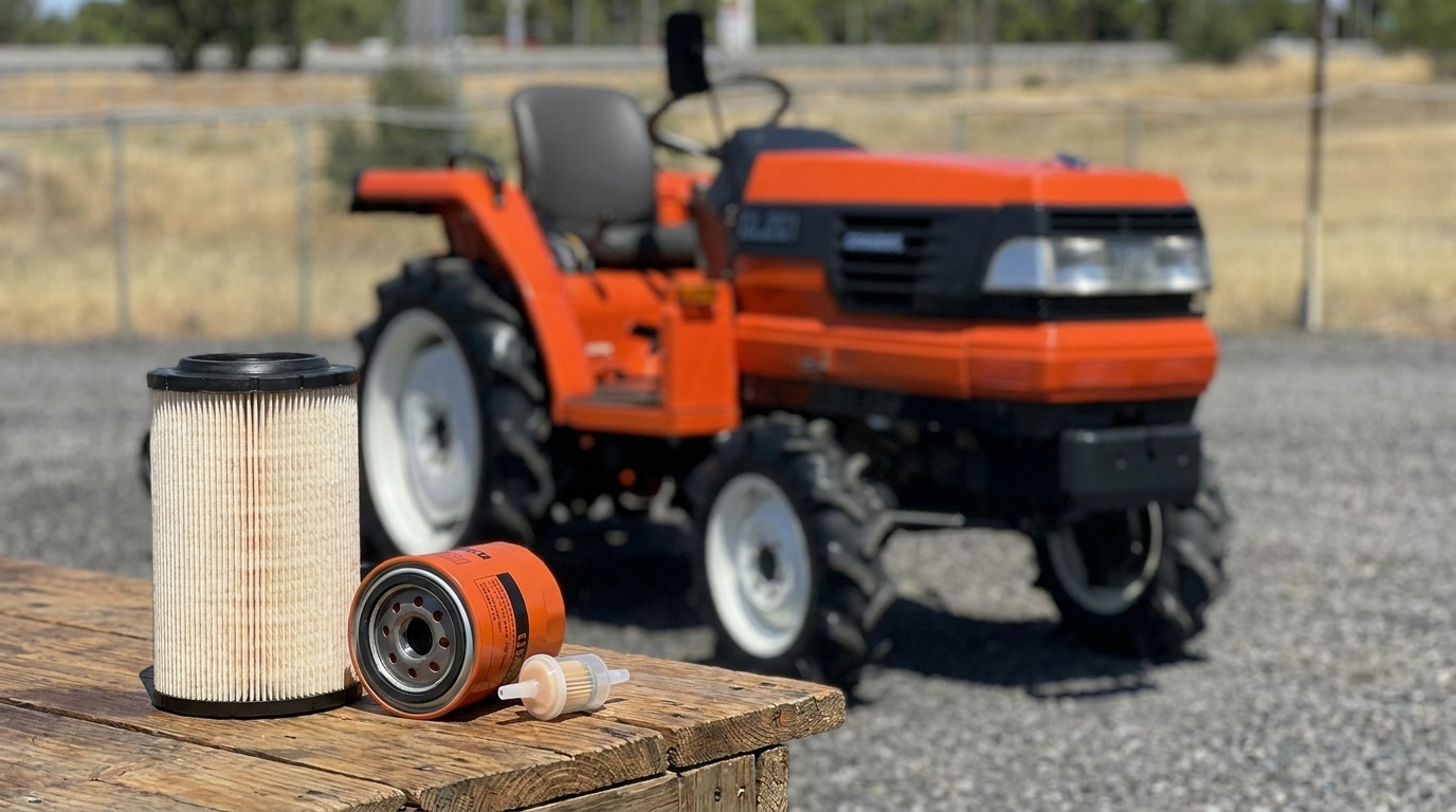 Kubota GL201 filters en filterset op werkbank