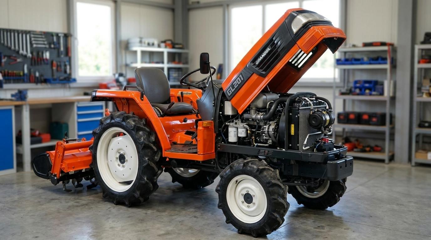 Kubota GL201 met geopende motorkap – problemen oplossen