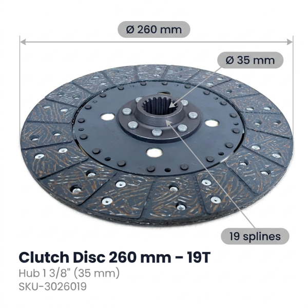 Kit d’embrayage Kubota L3600 – L4610 | L39 | L48 | MX5000 | MX5100 – 260 mm 19T