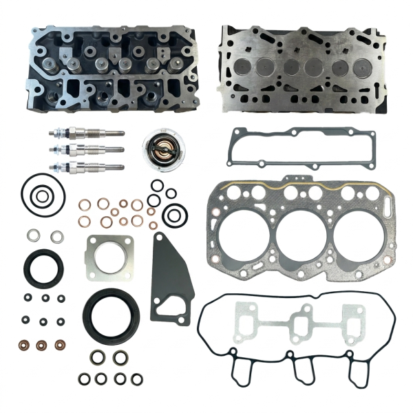 Cilinderkop Yanmar 3TNV76 | 3D76E compleet + pakkingset + thermostaat + gloeibougie – Landini | Komatsu | Hitachi | Mustang | John Deere – OEM: 119717-11740, 11971711740, 119737-01330