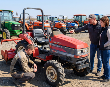 Mitsubishi MT160–MT240 vierwielaangedreven compacttractor, 3/4-vooraanzicht