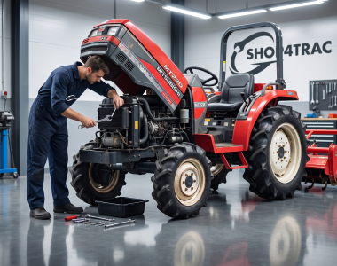 Mitsubishi MT160–MT240 gestald voor de winter in een droge schuur
