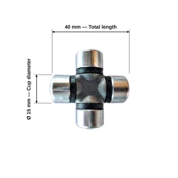 Kreuzgelenk 15×40 mm | leichte Gelenkwelle / Lenkwelle | Kleintraktor