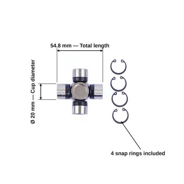 Universal joint 20×54.8mm | 4WD intermediate shaft | Iseki | Kubota | Yanmar