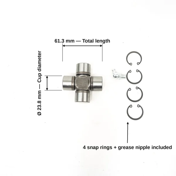 Kreuzgelenk 23,8×61,3 mm | Zapfwelle Bodenfräse | Walterscheid W2200 | Bondioli &amp; Pavesi S2