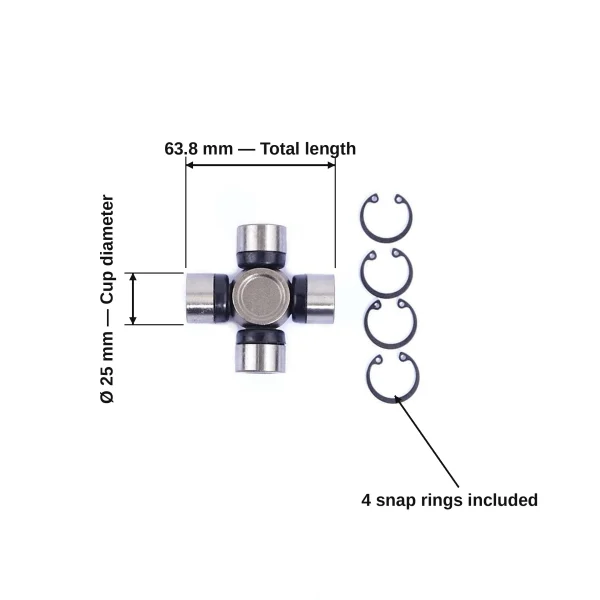 Universal joint 25×63.8mm (GUM-81) | drive shaft | Mitsubishi | Japanese compact tractors