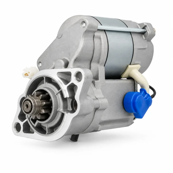 Startmotor Kubota 16285-63010 12V 1.2 kW voor D782, KX016-4 en U15-3, vooraanzicht met rondsel