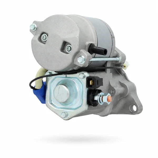 Startmotor Kubota 16285-63010 12V 1.2 kW, achteraanzicht met einddeksel en magneetschakelaar