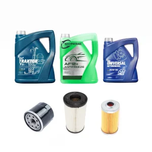 Onderhoudsset compleet Iseki TH185 - TH265: filterset, motorolie, koelvloeistof en voorasolie