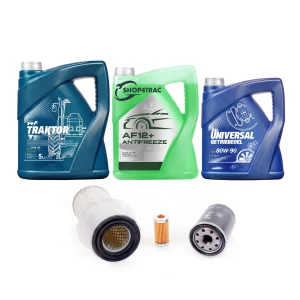 Onderhoudsset compleet Shibaura SP1500 tot SP1740, P15, P17, S318, S320: filterset, motorolie, koelvloeistof en voorasolie